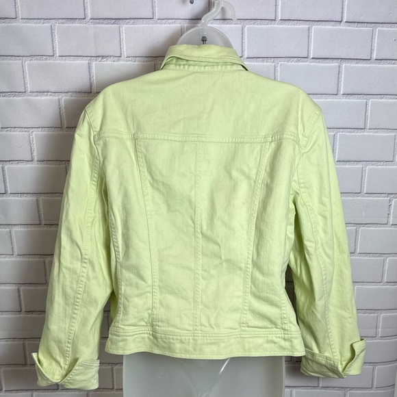 Talbots Stretch Denim Jacket - pale green lime Size 12 - Picture 2 of 8